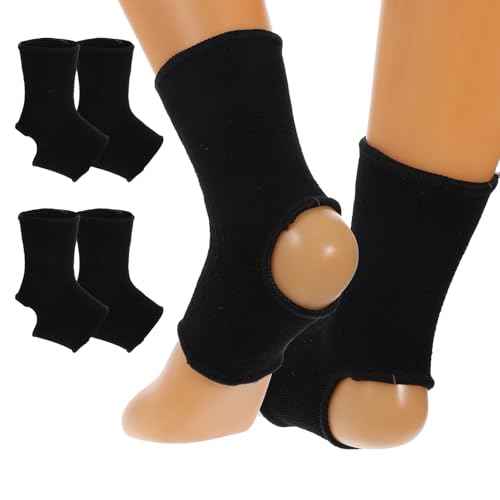 2 Pair Kids Ankle Brace Stabilize Joints, Child Ankle Support Compression Sleeves,Knitted Ankle Support Brace Ankle Sleeve for Jogging Running Gymnast Fitness 7-12 Years Boys Girls (Black)