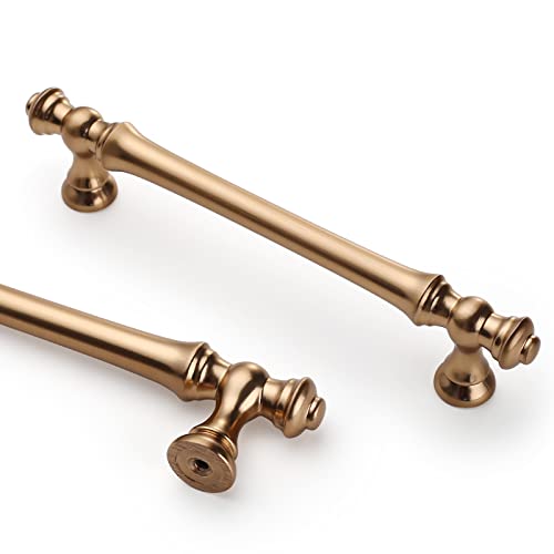 Asidrama 10 Pack 5 Inch Champagne Bronze Cabinet Handles - Brushed Brass Drawer Pulls