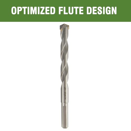 1/2" x 8" Masonry Drill Bits Concrete Hammer Drill Bits Carbide Tipped, for Cement, Brick, Stone, 3-Flat Shank