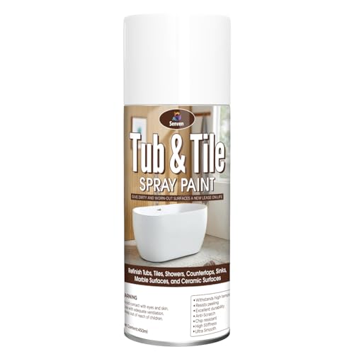 SENVEN White 16oz Spray Tile Paint for Bathtubs & Ceramic Surfaces - Waterproof Refinishing Kit