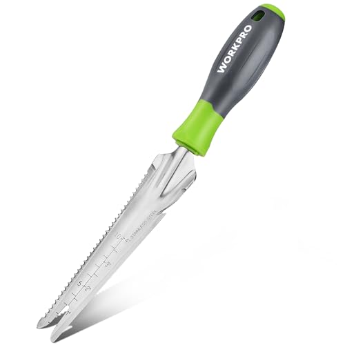 WORKPRO Hand Weeder Puller, 5-in-1 Stainless Steel Garden Trowel with Soft Handle, Gardening Weeding Tool for Easy Weeder Removal, Planting, Weeding, Flower & Vegetable Care in Garden Lawn Yard