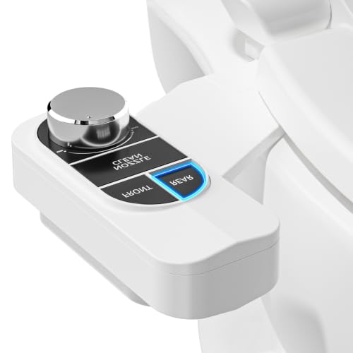 SAMODRA Non-Electric Bidet Attachment for Toilet - Self-Cleaning Dual Nozzle, Adjustable Pressure, Fits Most Toilets, Classic Black/Silver