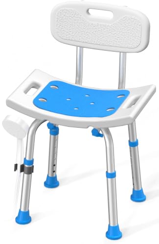 HOMLAND White Shower Chair with Removable Back, Aluminum Frame, 400LBS