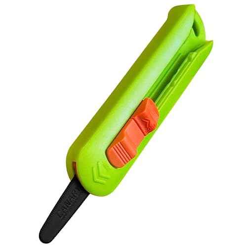 CANARY Box Cutter Retractable Blade, Mini Box Opener Tool [Non-Stick Fluorine Coating Blade], Made in JAPAN, Green (DC-15F-1)