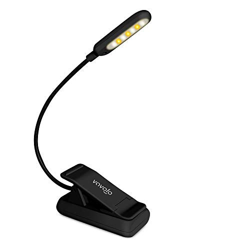 VAVOFO Rechargeable Book Light with 7 LEDs, 9 Color Temperatures & Brightness Levels - Black