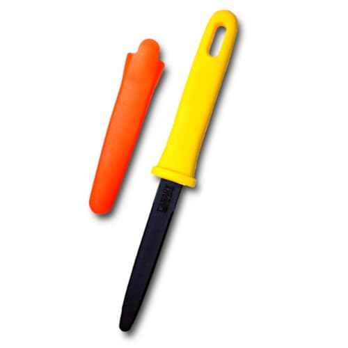 CANARY Cardboard Cutter with Sheath, 7.5" Safe Box Opener/Box Cutter Tool [Non-Stick Coated Blade], Serrated Japanese Stainless Steel Blade, Made in Japan