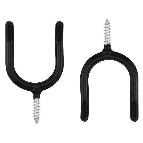 4PCS Screw In U shaped Hook Heavy Duty Wall Mounted Practical Hanging Hook for Garden Tools Shovels Rakes Rack Black