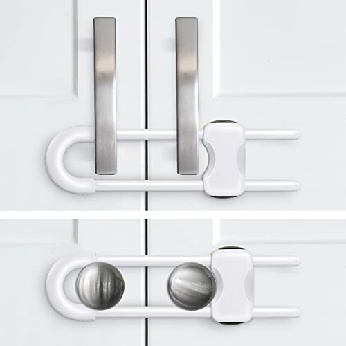 SPISPI Baby Proofing Cabinet Locks White Pack of 2 - Child Safety Locks for Cabinets & Drawers