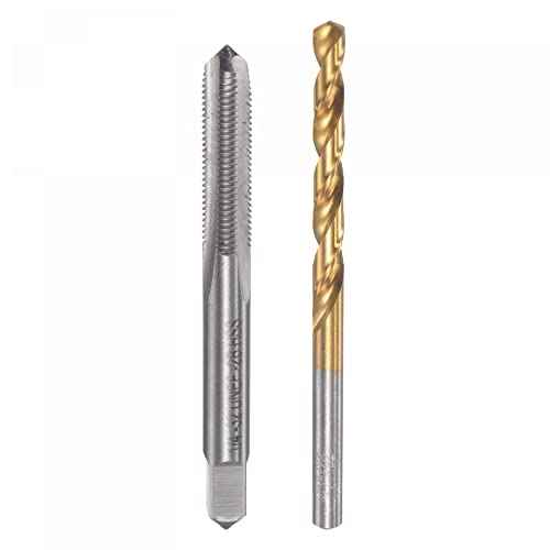uxcell 1/4-32 UNEF Straight Flute Thread Tap and 5.5mm Twist Drill Bit Set, Titanium Plated 6542 High Speed Steel Drilling Bit Machine Threading Tap