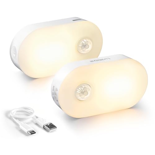 Lyridz Rechargeable Warm White LED Night Light with Motion Sensor - 2 Pack