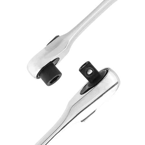 YAKAMOZ 2 in 1 72-Tooth Mini Ratchet Wrench, 90 Degree Right Angle Small Ratchet Screwdriver 1/4 Inch Drive Ratcheting Socket Wrench for Tight Place