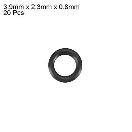 uxcell Nitrile Rubber O-Rings 3.9mm OD 2.3mm ID 0.8mm Width, Metric Sealing Gasket, Pack of 20