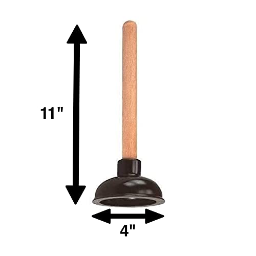 Rocky Mountain Goods Small Drain Plunger - Perfect Size for Unclogging Slow Sinks, Drains, Tubs and Showers - 9¡± Solid Wood Handle - Unclogs Sinks and Drains Better Than Toilet Plunger