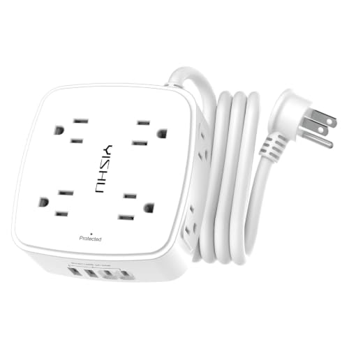 YISHU White 6Ft Surge Protector Power Strip with 8 Outlets & 4 USB Ports