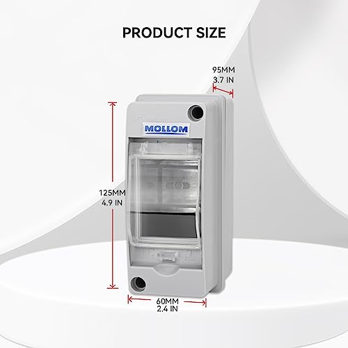 MOLLOM 2-Way Circuit Breaker MCB Distribution Box Waterproof IP65 60x95x125mm
