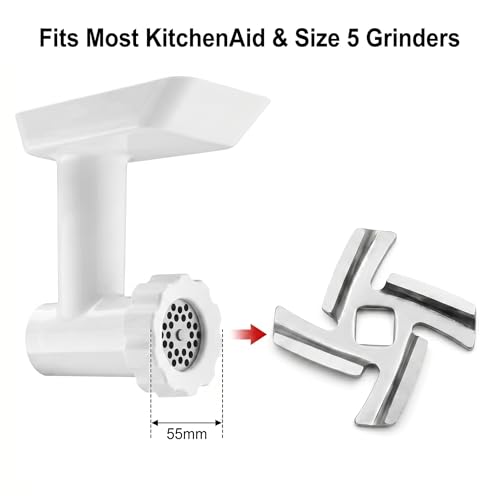 SBDSBD 4-Pack Size 5 Meat Grinder Blades for KitchenAid & Size 5 Grinders – 8mm Square Hole, 420 Stainless