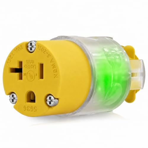 EPLESFTON Lighted 20A 125V NEMA 5-20R Female Extension Cord End - Commercial Grade