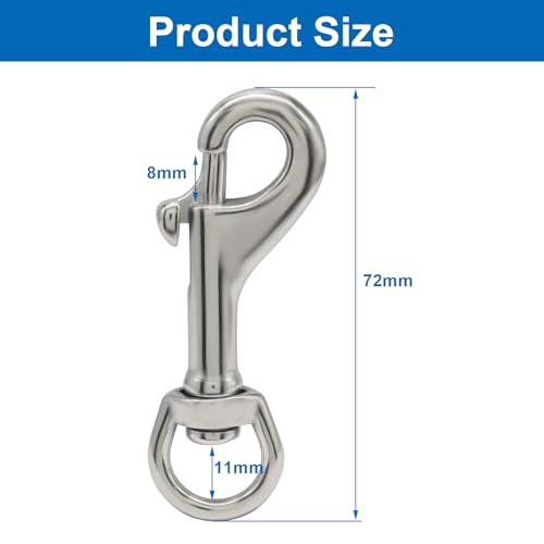 2.75 Inch Stainless Steel Swivel Eye Snap Hook - Marine Grade, Pack of 2