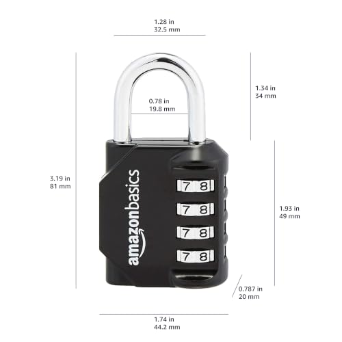 2-Pack Black 4-Digit Combination Padlocks for School Lockers, Toolboxes