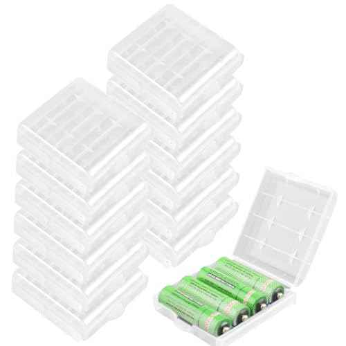 KEEPOW 12 Pcs AA/AAA Battery Storage Case Holder Box, Clear Color
