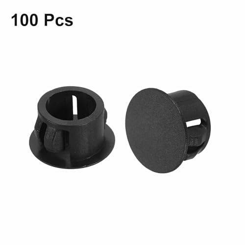 HARFINGTON Black Hole Plugs 100pcs 1/2" Plastic Round Hole Cover - Black