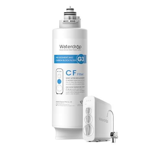 Waterdrop WD-G3-CF Filter, Replacement for WD-G3-W, WD-G3P600 and WD-G3P800-W Reverse Osmosis System, 6-Month Lifetime