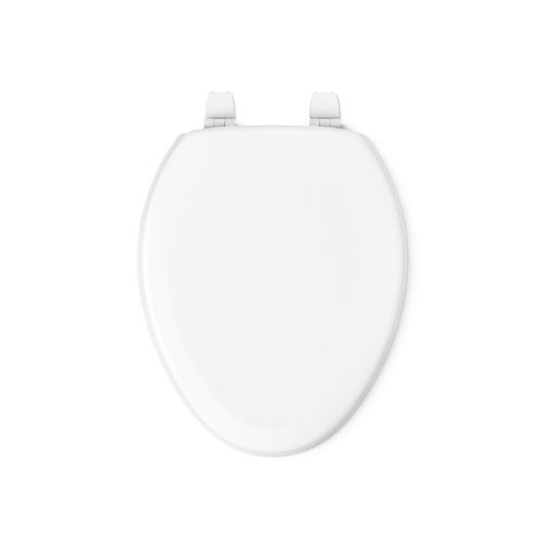 KOHLER K-4647-0 Stonewood Elongated Toilet Seat, Wooden Toilet Seat, White, Fits most elongated toilets, Includes color-matched plastic hinges
