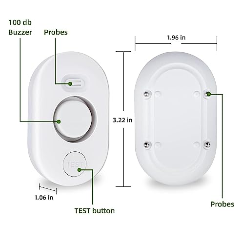 METAK White Water Leak Detector Sensor Alarm - Basement Flood Monitoring, 1 Sensor