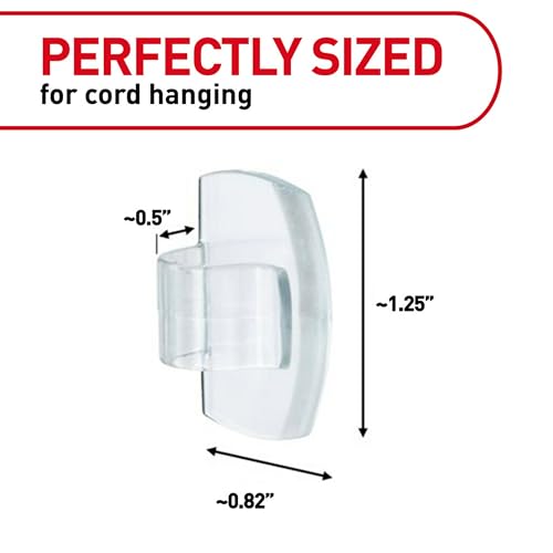 Command Clear Cord Clips Pack of 13 with 16 Strips - Damage-Free Cable Organizer