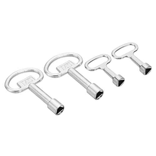 PATIKIL 8mm 9mm Triangle Socket Spanner Key, 1 Set/4Pcs Electrical Cabinet Gas Water Meter Key for Elevator Emergency Lift Door Triangle Panel Lock, Silver