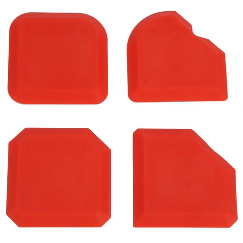 4Pcs Caulking Tool Set, Silicone Red Smoother Sealant Grout Finishing Tool, Caulking Applicator Tool for Kitchen Floor Sealant Sealing, Cleaning, Fillering, Removing Sealants