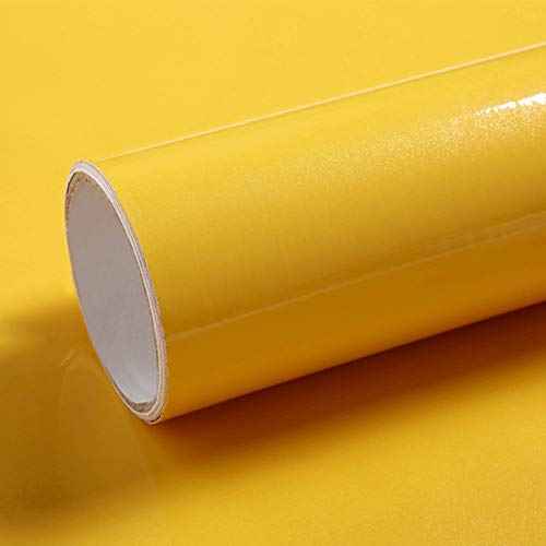 LACHEERY Glossy Yellow Contact Paper Decorative Self Adhesive Countertop Contact Paper Waterproof Wallpaper Peel and Stick Shinny Wall Paper Roll for Kitchen Cabinets Furniture DIY Project 15.8"x80"