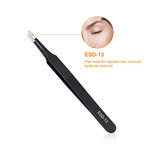 3PCS Precision Tweezers Set - Anti-Static Stainless Steel ESD Safe for Electronics & Crafts