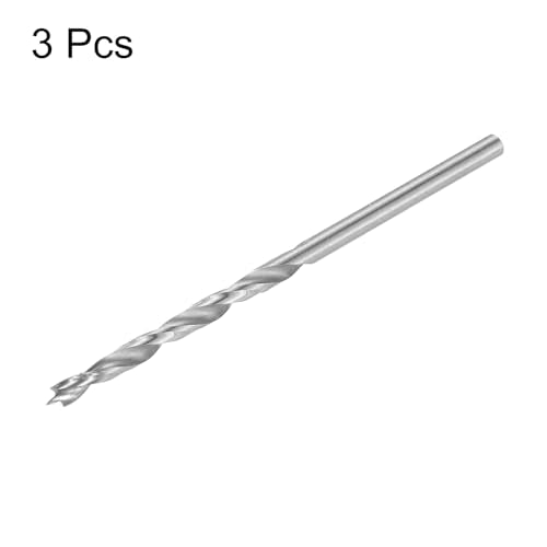 HARFINGTON 3pcs Brad Point Drill Bit 2.5mm(3/32") Dia Straight Round Shank Drill Metric Brad Point Spiral Twist Drill Bits for Carpenter Woodworking Plastic Rubber
