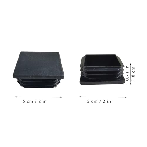 2 Inch Black Plastic End Cap Square Tubing Pack of 4 - Suitable for Fence, Trailer, Furniture