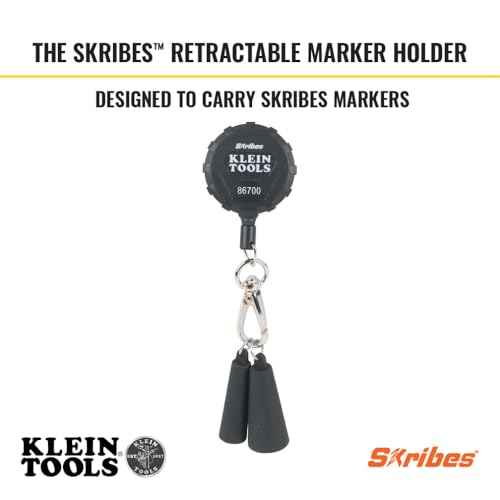 Klein Tools 86700 Retractable Marker Holder with 4-Foot Cord, For use with Skribes Paint, Ultra-Fine, Fine, and Chisel Tip Permanent Markers