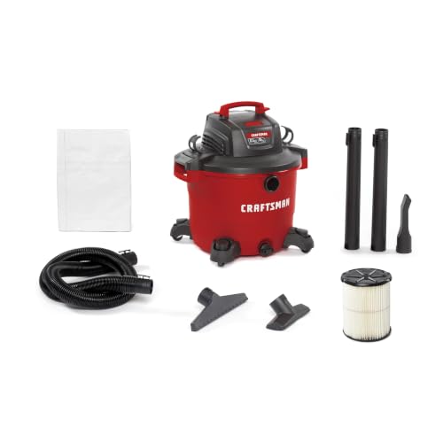 CRAFTSMAN 16 Gal Wet Dry Shop Vacuum 6.5 Peak HP with Filter, Dust Bag, Hose