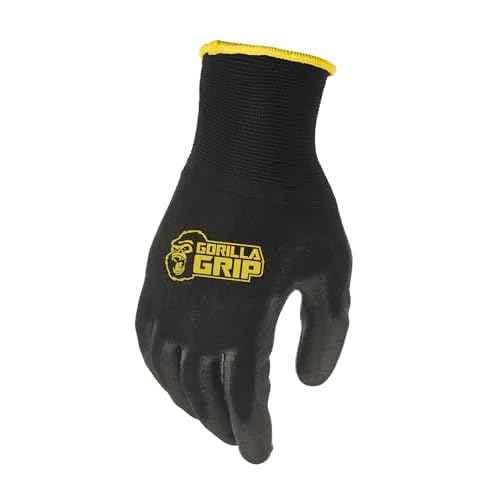 Gorilla Grip Work Gloves, Never Slip Maximum Grip All-Purpose, Gloves for Men, Superior in Wet, Dry, Oily Conditions, Polymer Palm, Medium Size, 1 Pair, Black/Blue| 25052-26