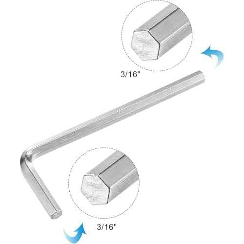 TOP-VIGOR 2Pcs 3/16 Inch Hex Key Wrench, Metric CR-V L Shaped Imperial Hexagon Head Spanner Tool for Repairing, Installation
