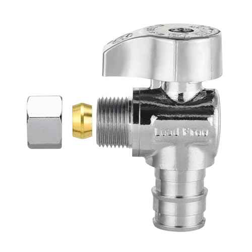 Pro 10-Pack EFIELD Stop Angle Valve Pex-A 1/4 Turn, 3/8" OD Compression X 1/2" Pex-A Expansion, Chrome Plated LF Brass, Heavy Duty,(VALVE378)
