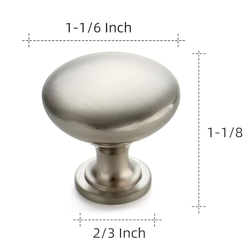 Ravinte Brushed Nickel Round Zinc Cabinet Knobs 30 Pack - 1-1/6 Inch