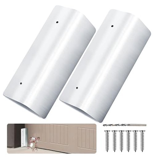 2 Pcs Garage Door Mouse Guard - Garage Door Seal Guards Rustproof Side Seal - ONE-TIME Install Blocks Rats/Snakes/Leaves/Moisture - Heavy Duty for Residential & Commercial Use