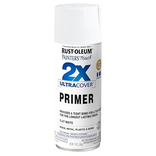 Rust-Oleum 334019 Painter's Touch 2X Ultra Cover Primer Spray, 12 oz, Flat White