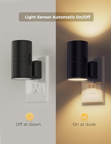 LOHAS 3000K Soft White LED Night Light Plug in 2 Pack Wall Mount Dusk to Dawn Sensor