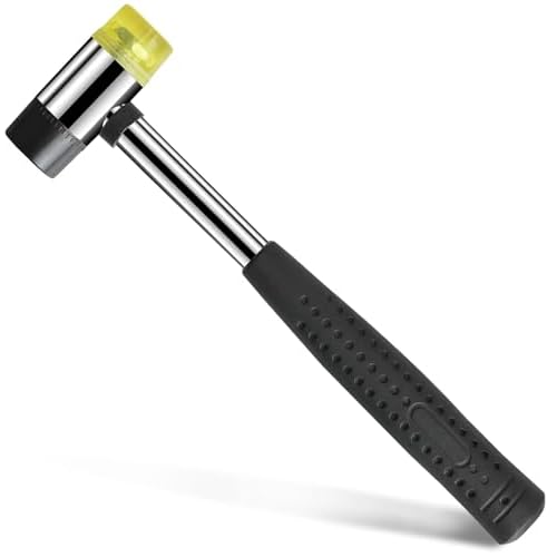 Small Double Faced Hammer for DIY and Crafters - 25mm Non Marring Rubber Mallet Hammer, Stainless Steel Ergonomic Handle, Durable and Long-Lasting, Good for Flooring, Tiling and Woodworking