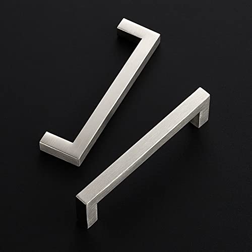 Ravinte Brushed Nickel Square Cabinet Handles 5-1/2 Inch, 10 Pack - 5 Inch Center to Center