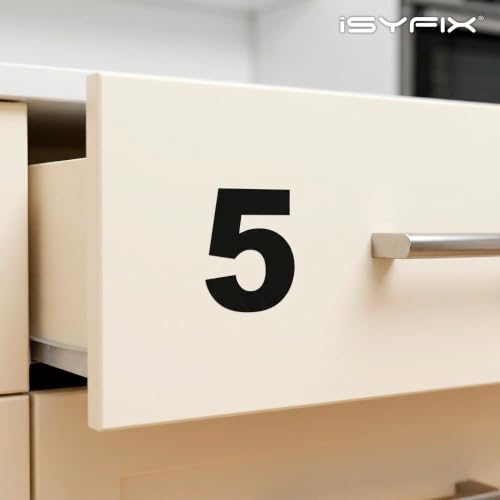 iSYFIX Black Vinyl House Number Stickers 4 Inch Self-Adhesive Decals Set of 2