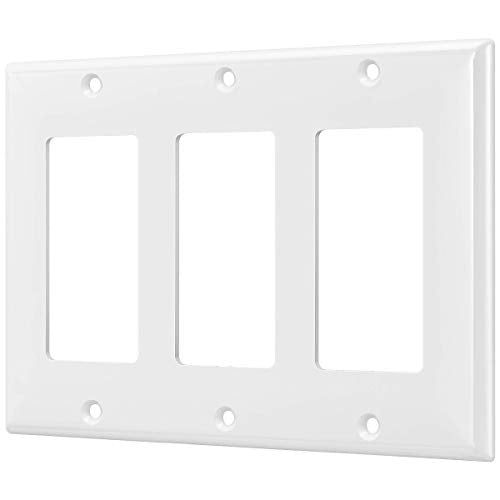 ENERLITES 3-Gang White Decorator Light Switch Outlet Wall Plate Cover - Standard Size