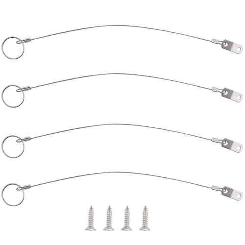 4 Pcs Full 316 Stainless Steel Lanyard Cable w' Drop Cam & Quick Release Ring Prevents Loss, Plastic Coating Tether Length 12", Free Installation Screws