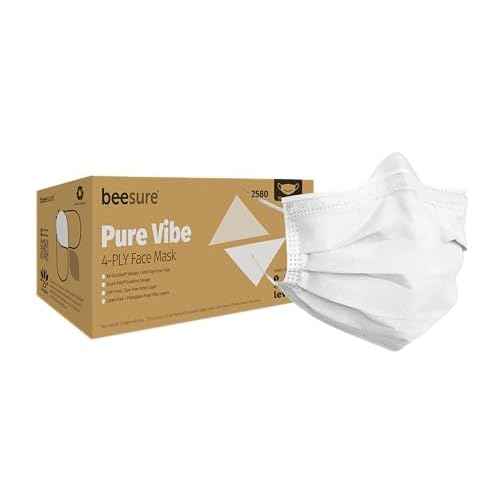 BeeSure BE2580 Pure Vibe Face Mask, White (Box of 50)